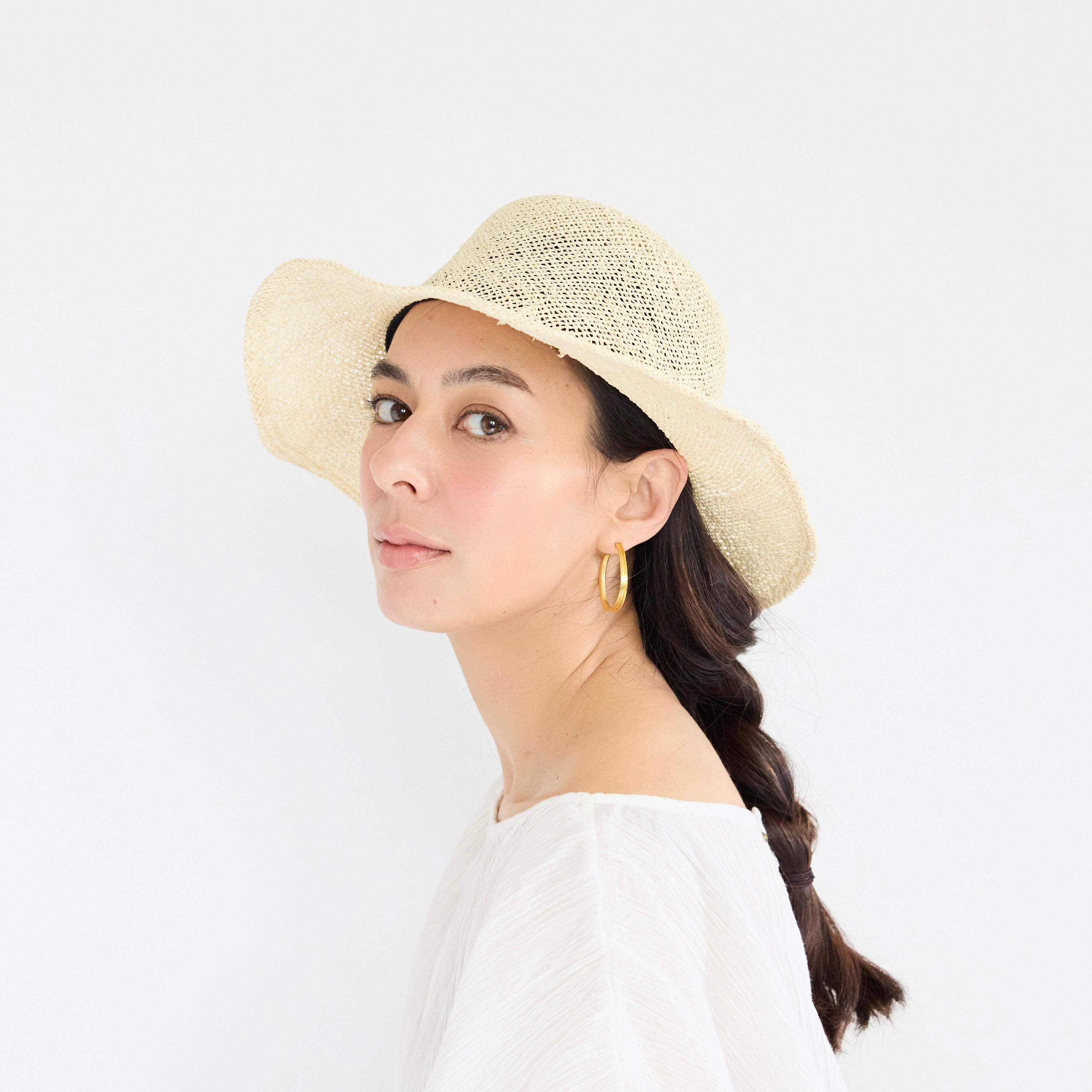 Sombrero vintage de tulipán natural