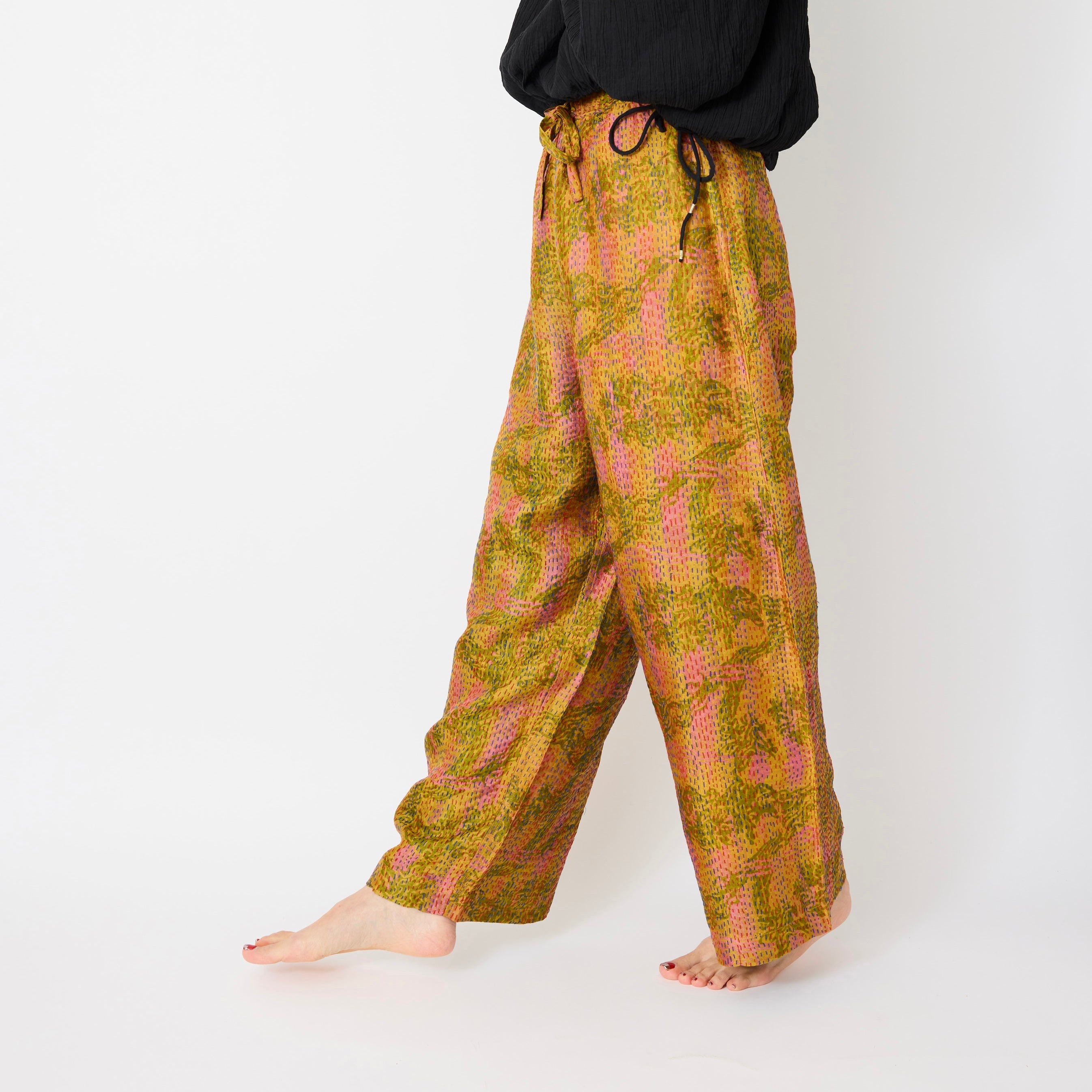 Ralli Stitch Silk Pants