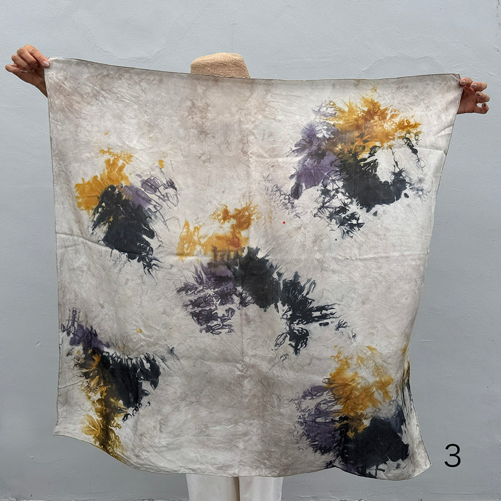 花影 -HANAKAGE- Silk Scarf _YELLOW