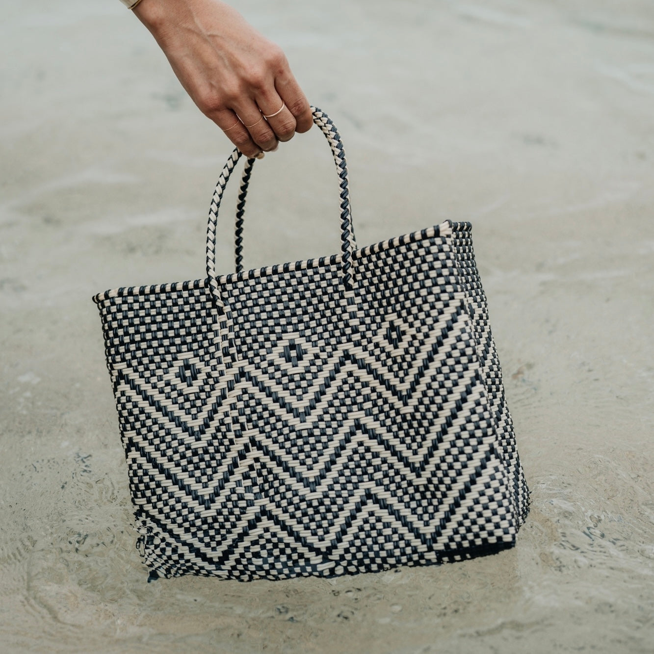 Mercado Bag Bianca -Black&Cream-