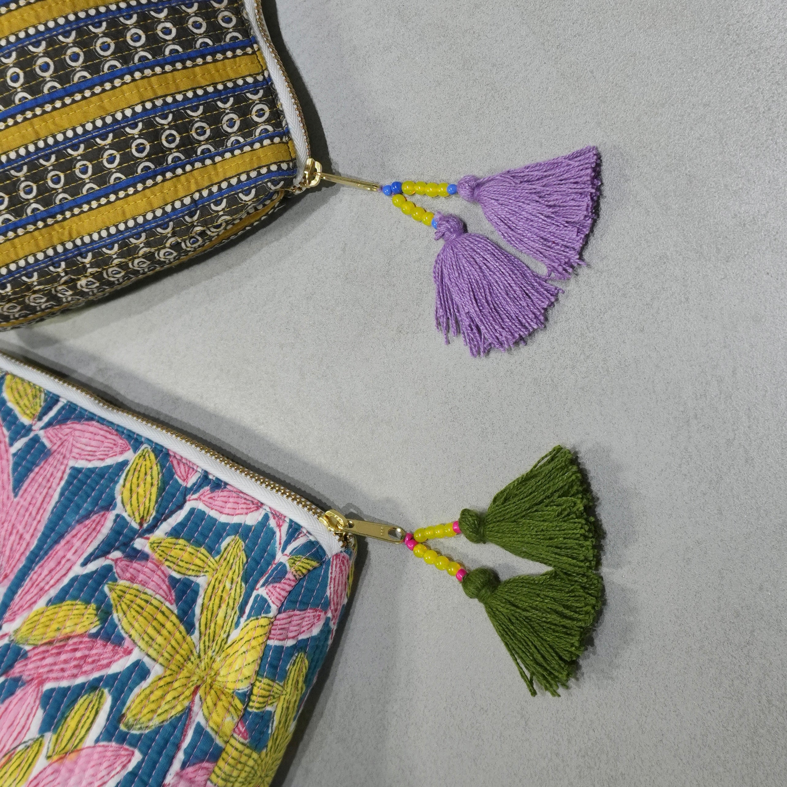 Block Print Kantha Bottom Pouch