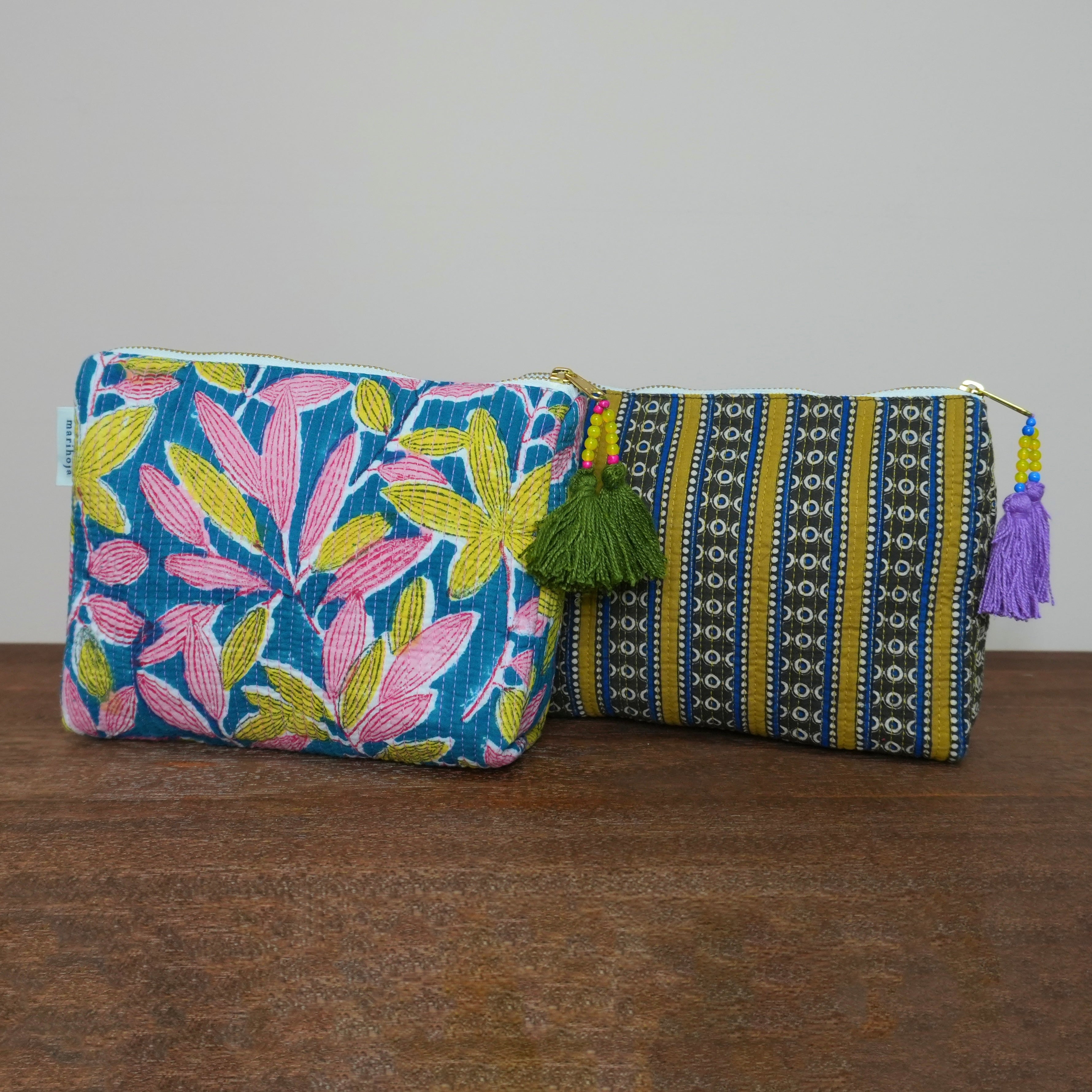Block Print Kantha Bottom Pouch