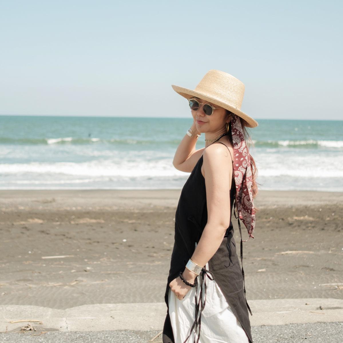 Thin Straw Scarf Hat