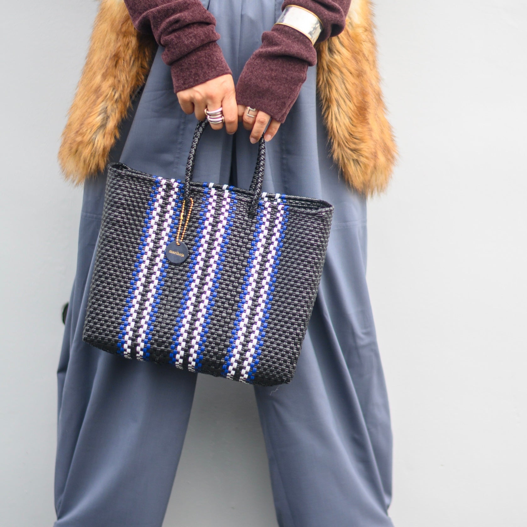 Mercado Bag Bianca -Blue Stripe-