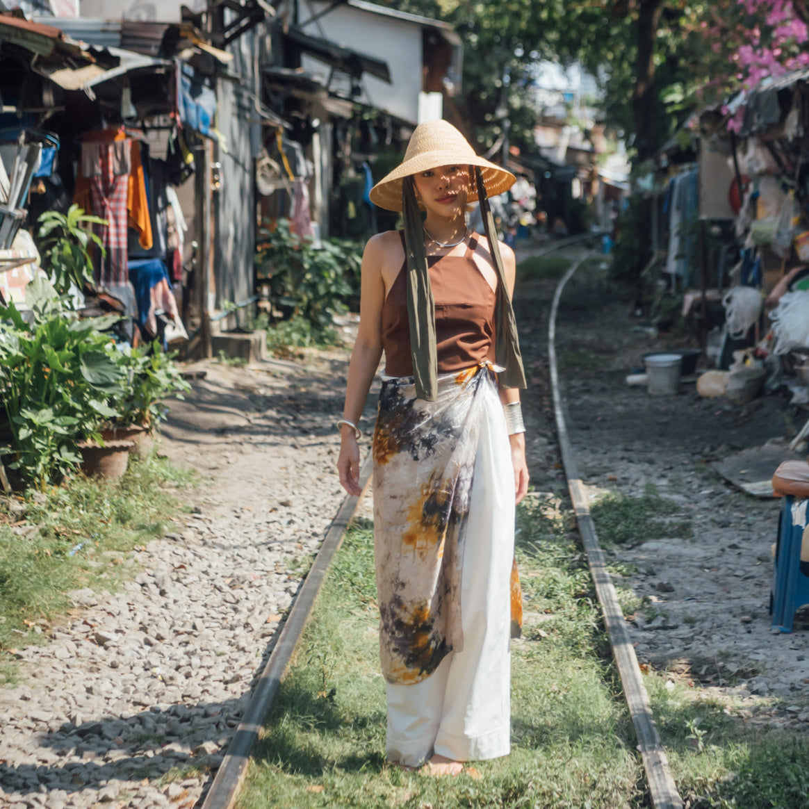 花影 -HANAKAGE- Silk Scarf _YELLOW