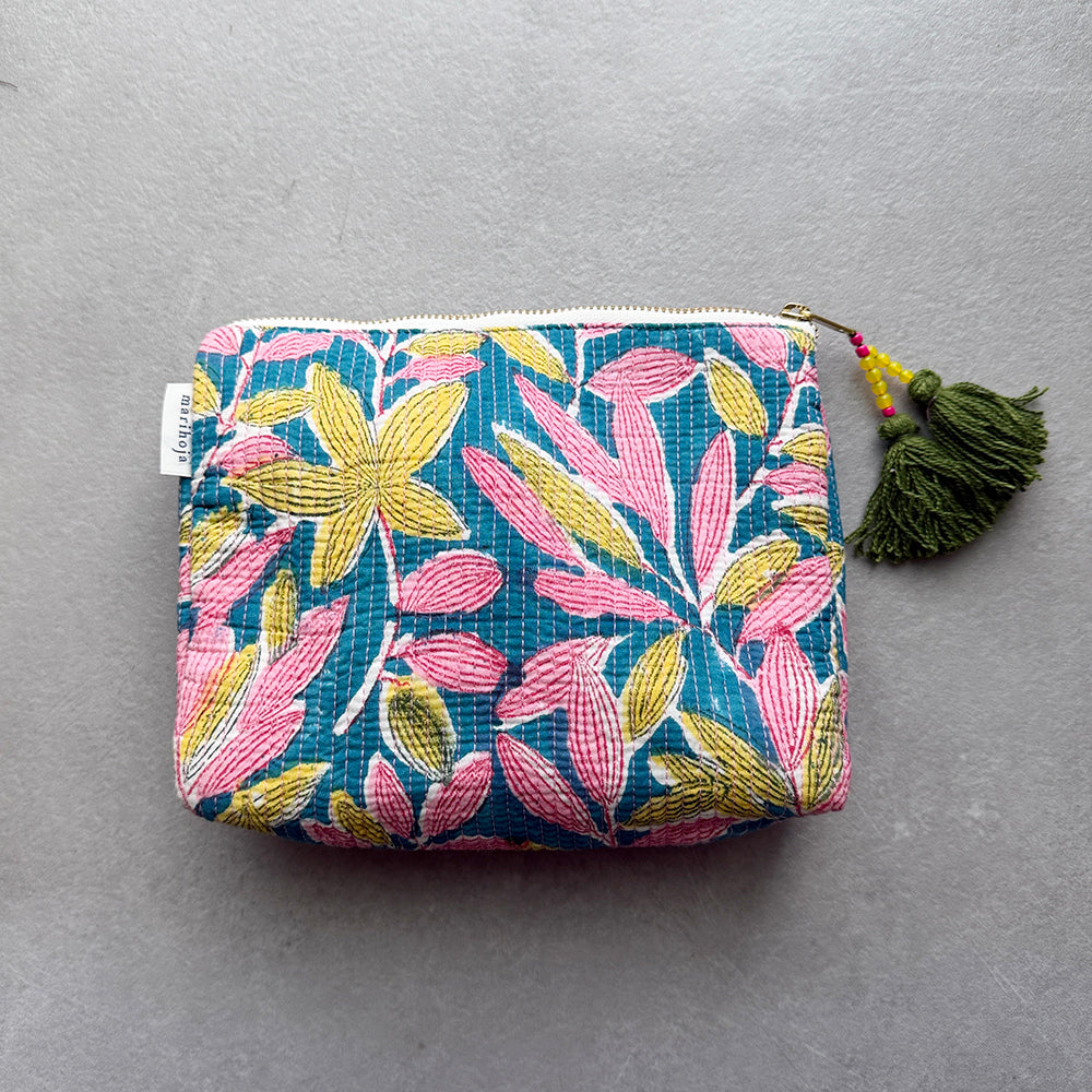 Bolsa inferior Kantha con estampado de bloques