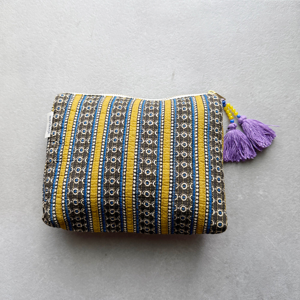 Bolsa inferior Kantha con estampado de bloques