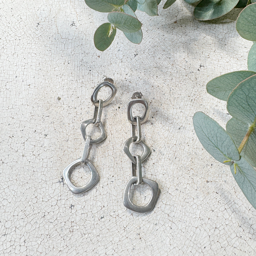 Pendientes cuadrados de plata vintage