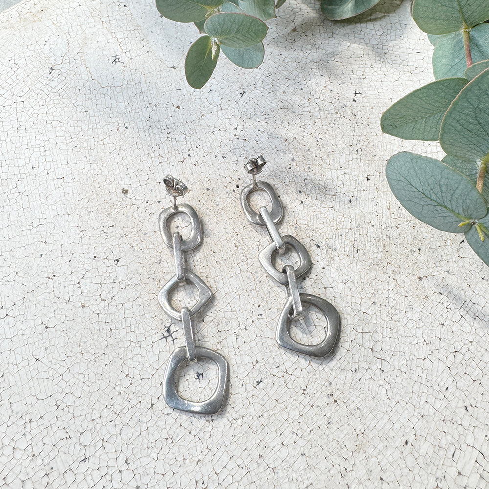 Pendientes cuadrados de plata vintage