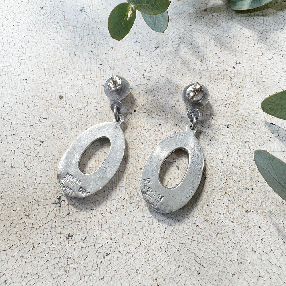 Pendiente turquesa ovalado de plata vintage