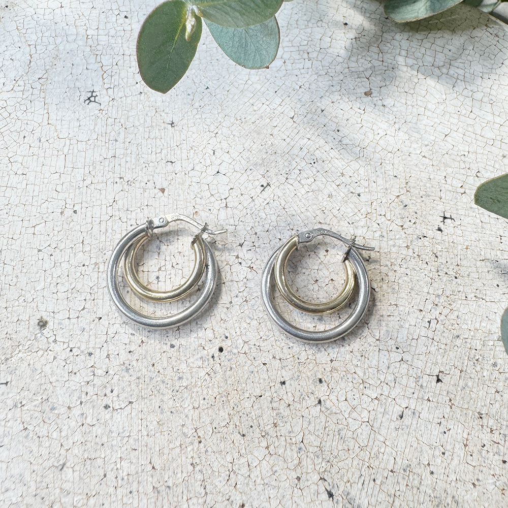 Vintage Gold & Silver Hoop Earrings