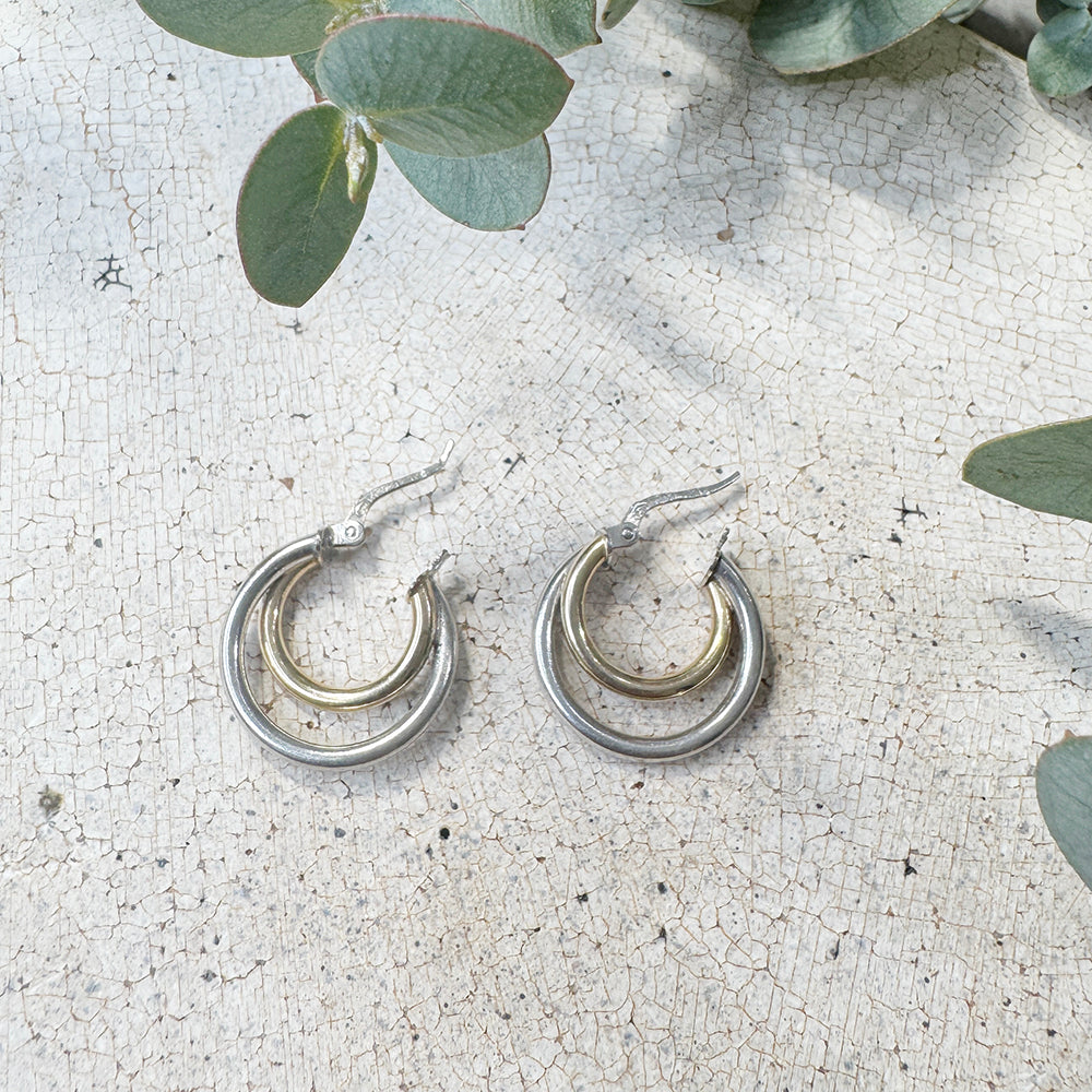 Vintage Gold & Silver Hoop Earrings
