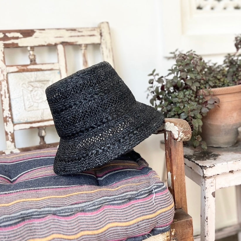 Vintage Raffia Bucket