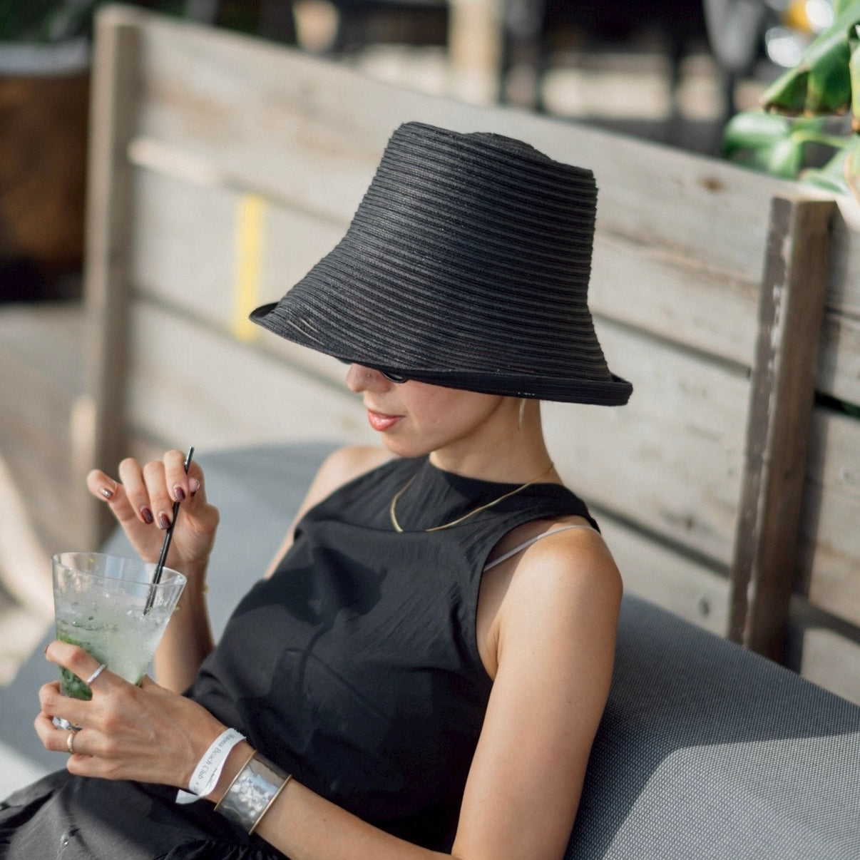 Paper Braid Sheer Down Brim Bucket