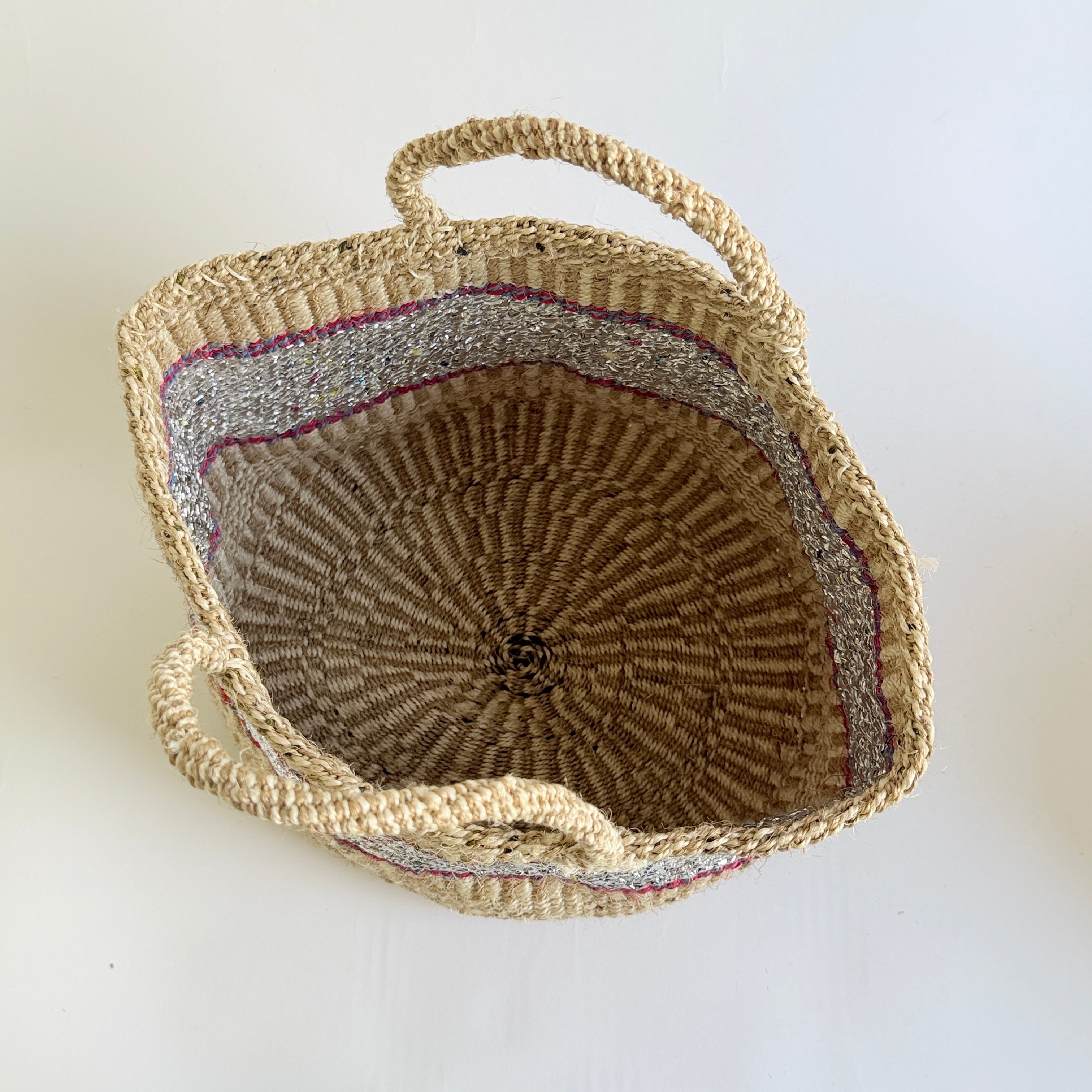 Colorful Sisal Bag (Beige×Silver)