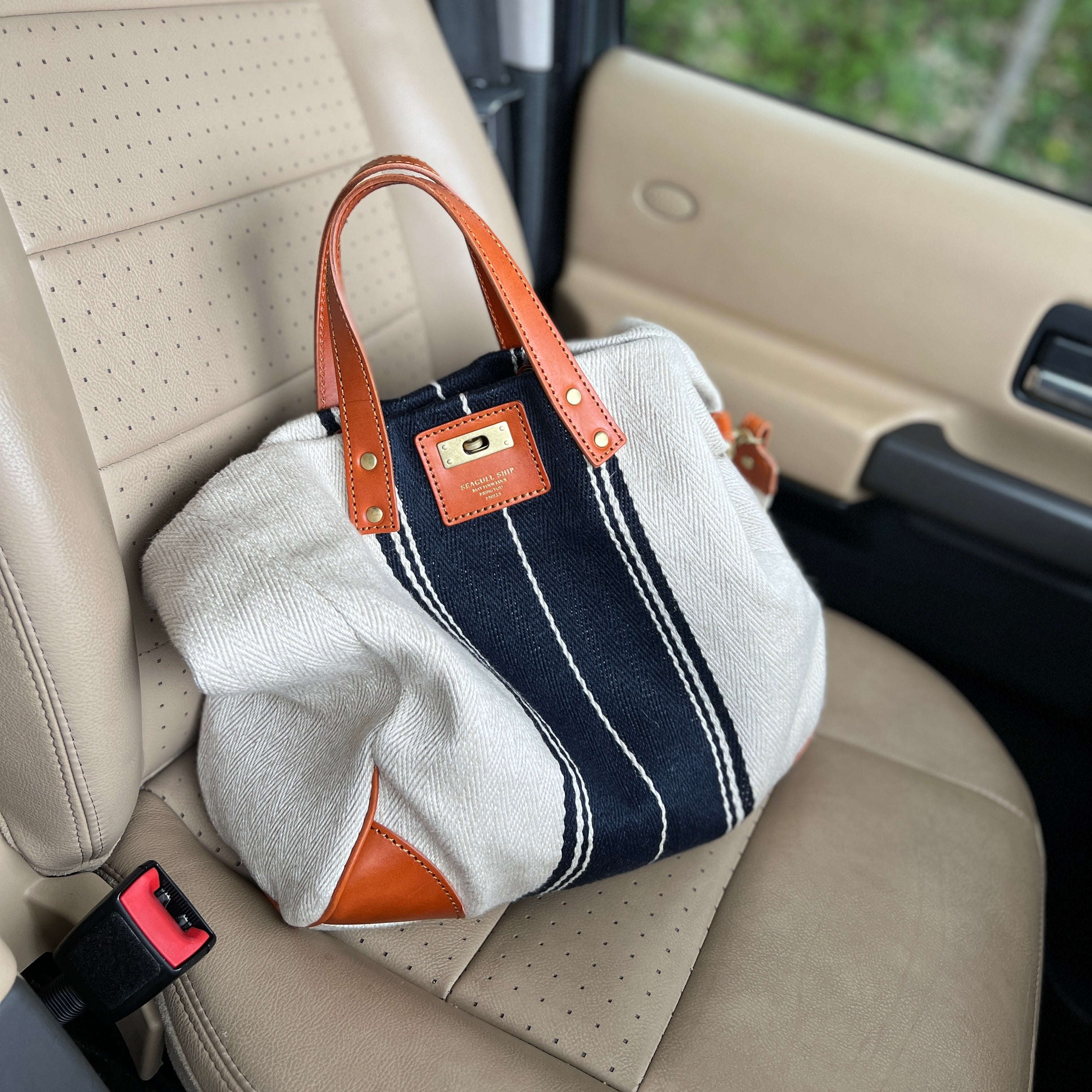 Herringbone Linen Tote Bag