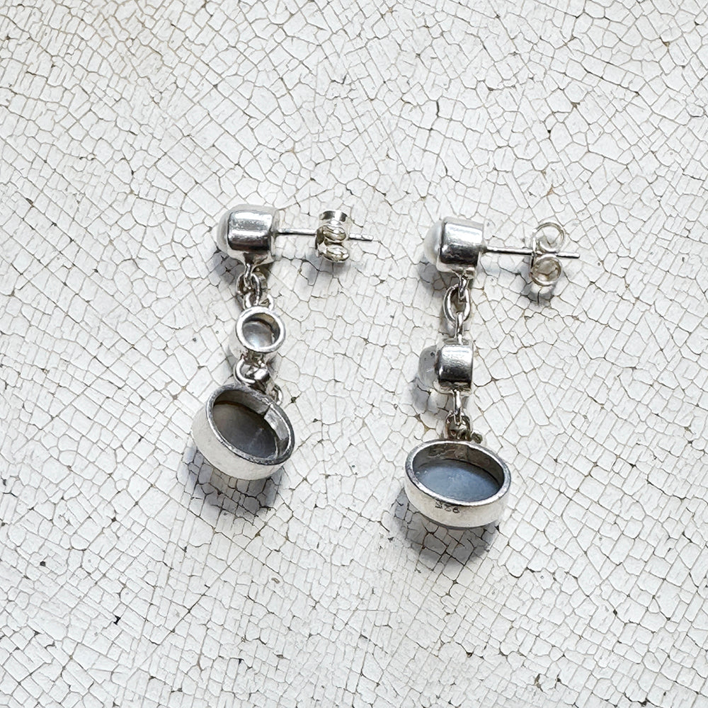 Pendientes Vintage Plata Triple Piedra