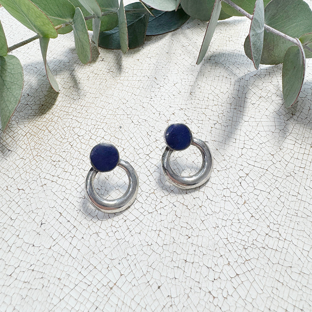 Pendientes Vintage Plata Triple Piedra