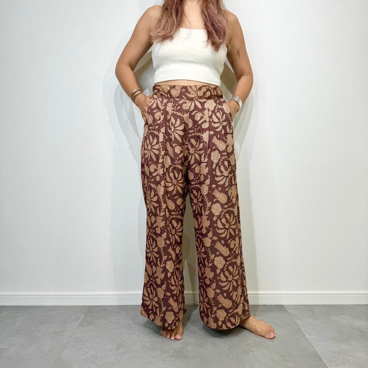 India Silk Cotton Print Pants