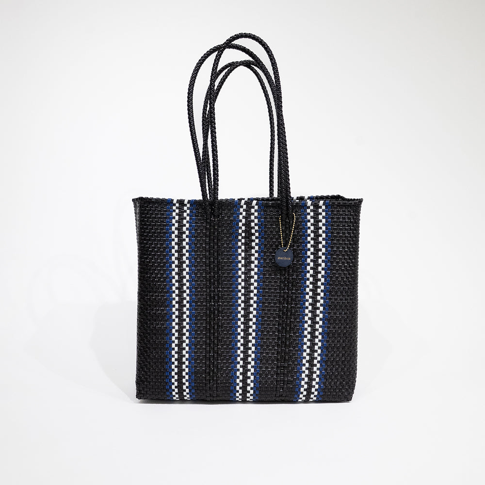 マリホジャ Mercado Bag Amariaメルカドバッグ Mercado Bag Amaria Long-Black×Blue Stripe