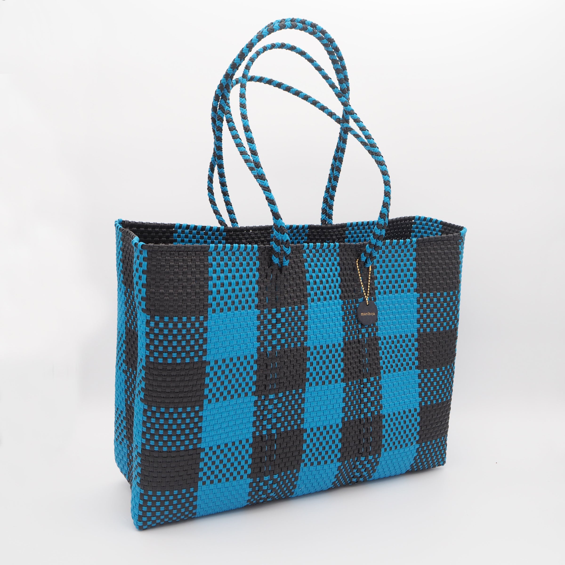 Mercado Bag Isabel (Long handle)-blue check-