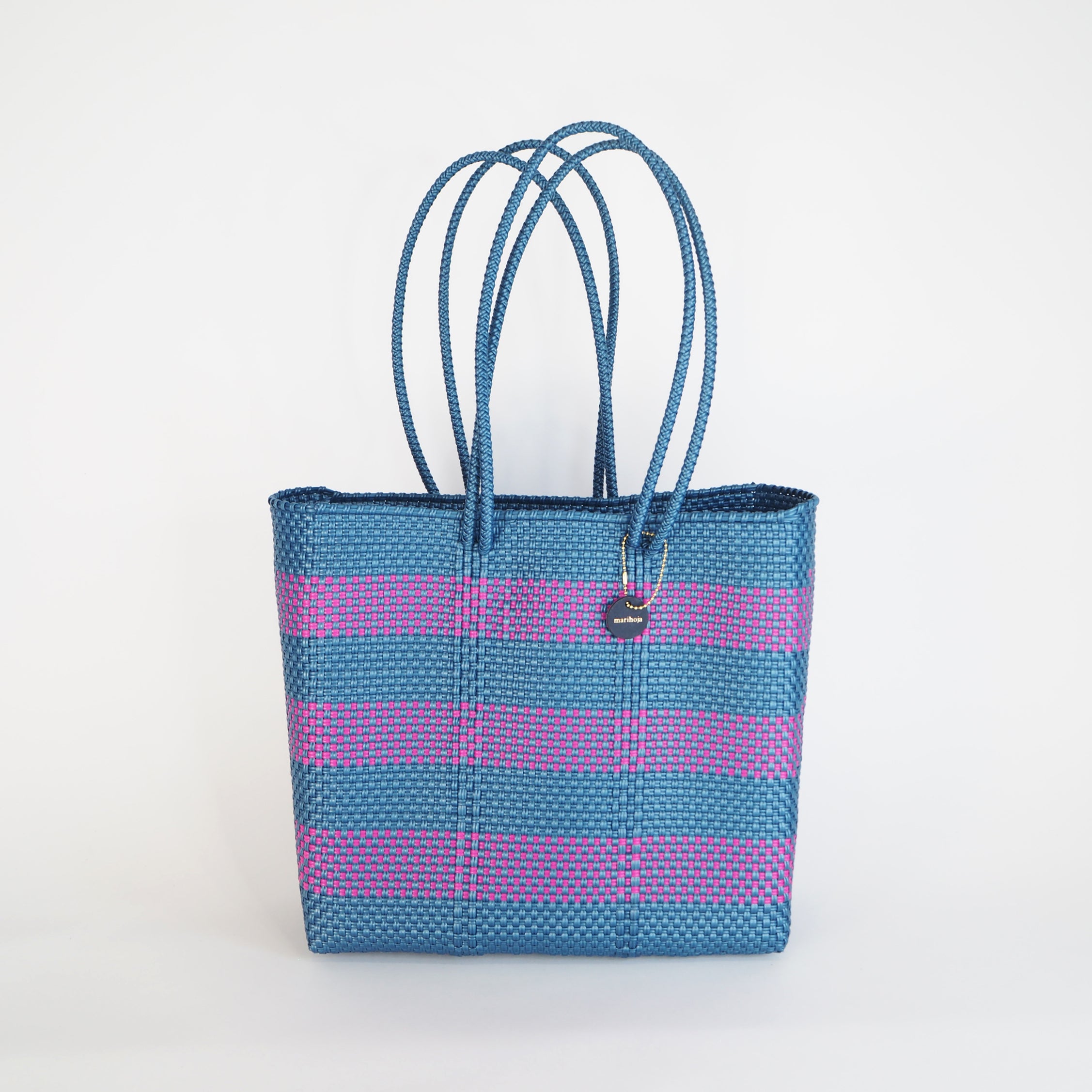 Mercado Bag Amaria (Long handle) Blue metallic × pink