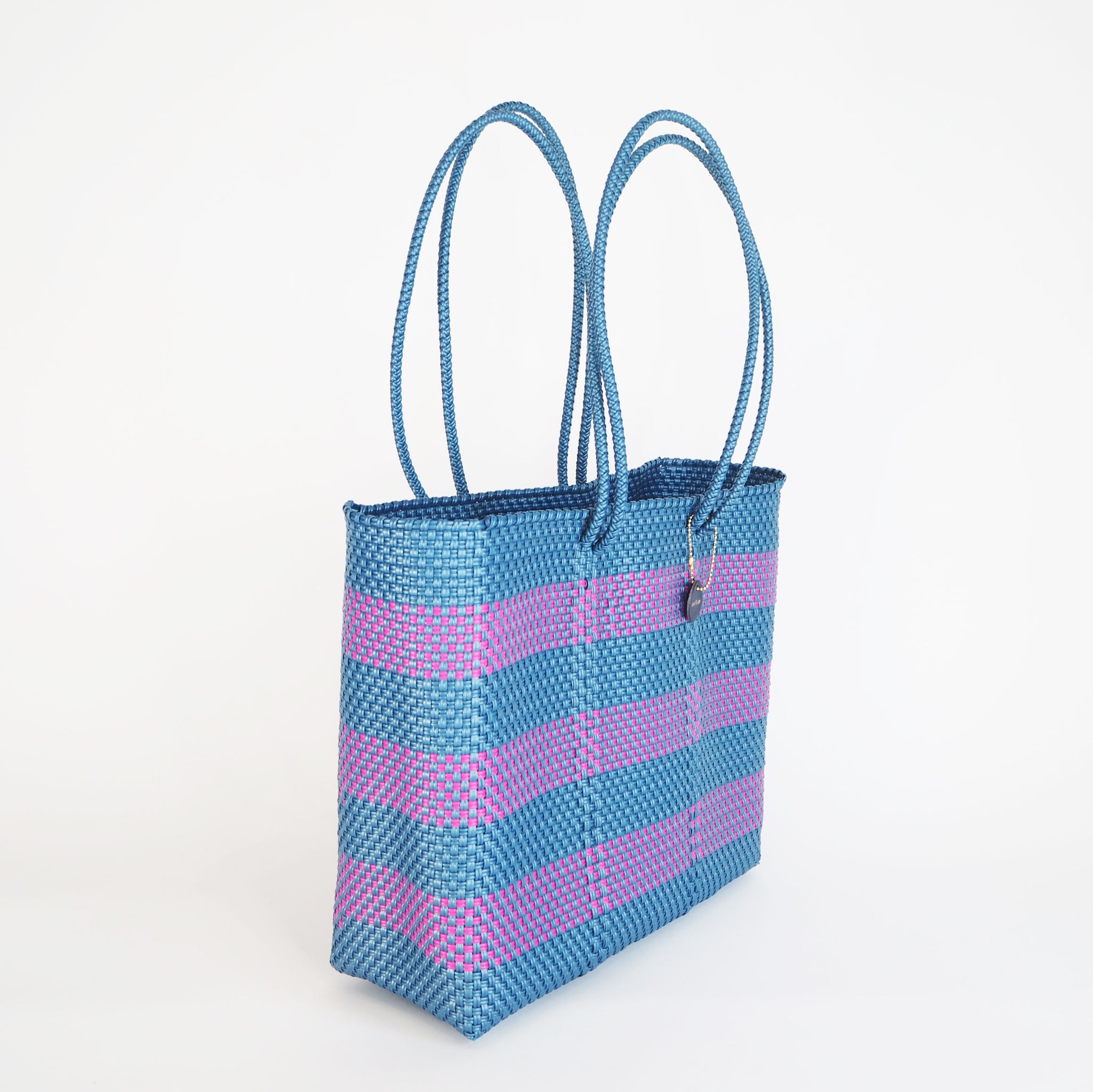Mercado Bag Amaria (Long handle) Blue metallic × pink