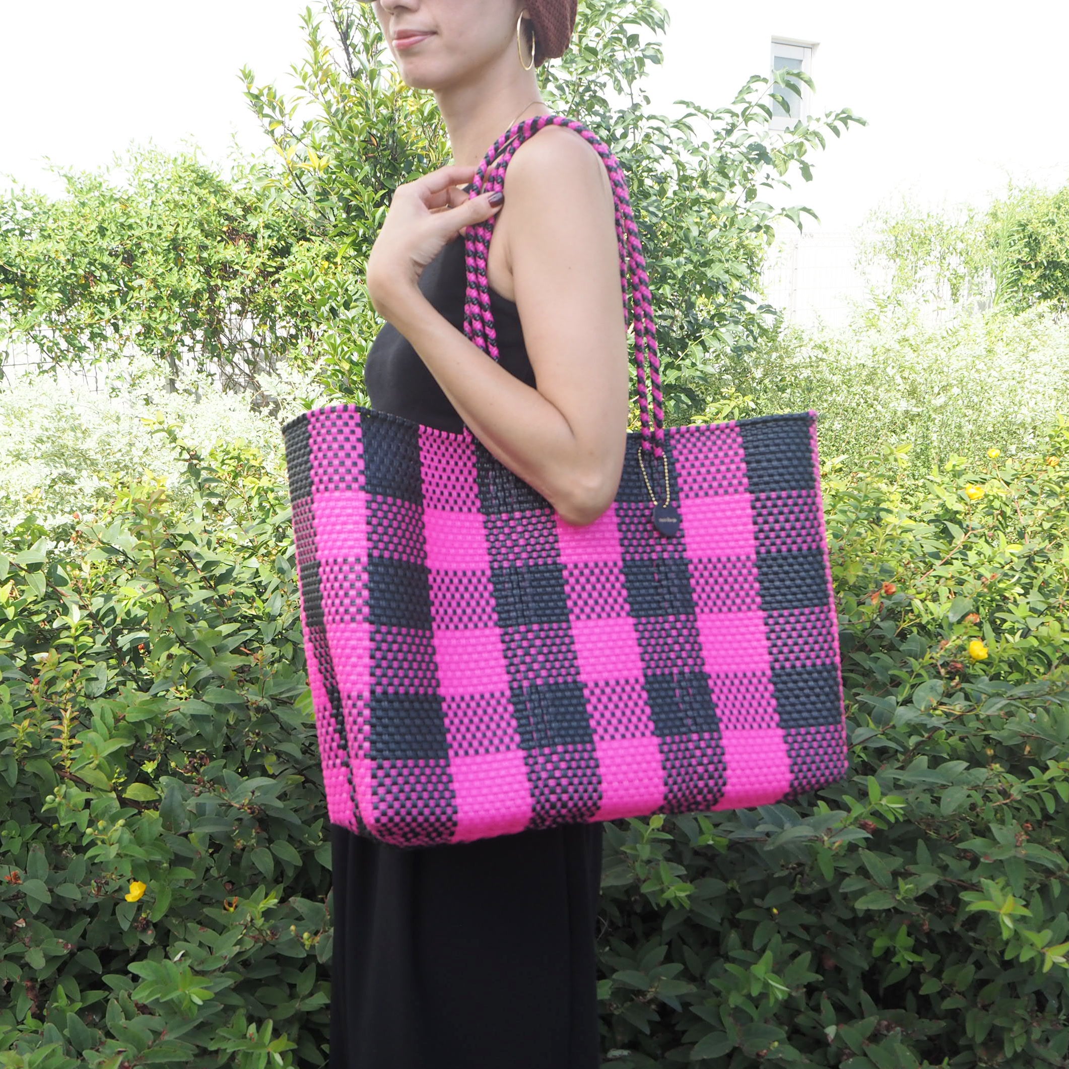 Mercado Bag Isabel (Long handle) -pink check-
