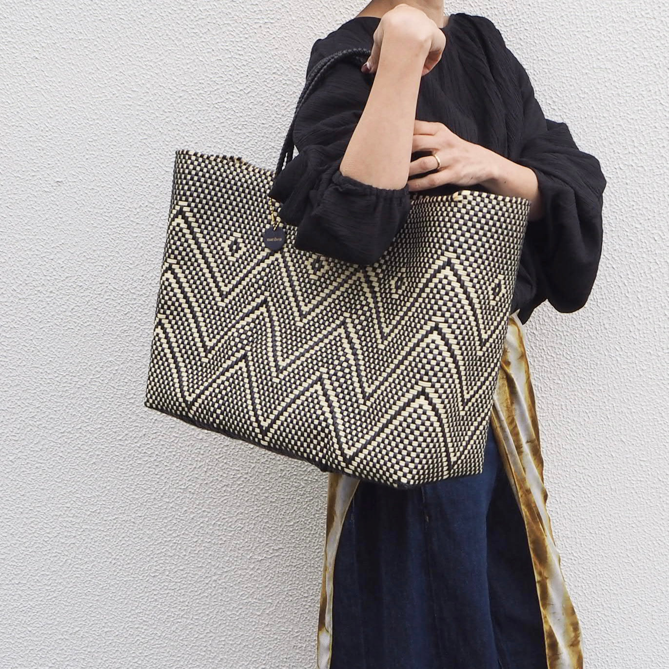 Mercado Bag " Isabel " / Black&Cream Black