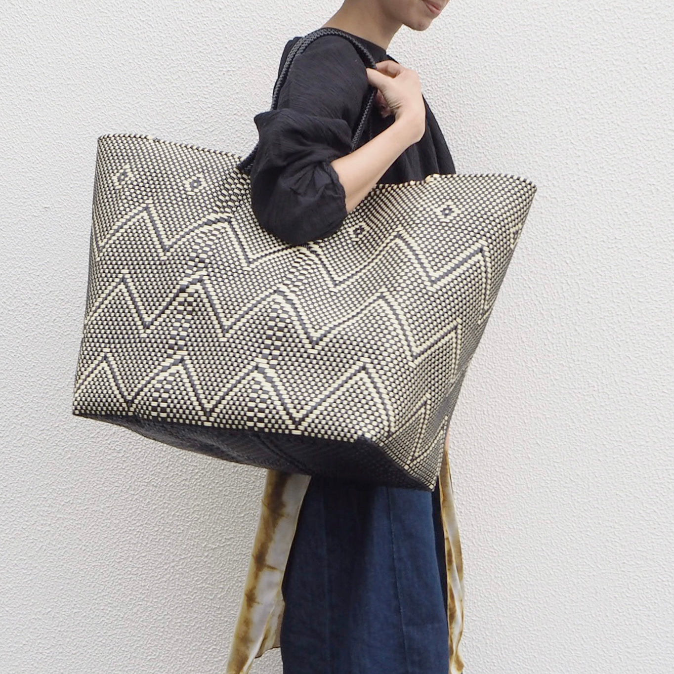 Mercado Bag " Grecia " / Black&Cream Black