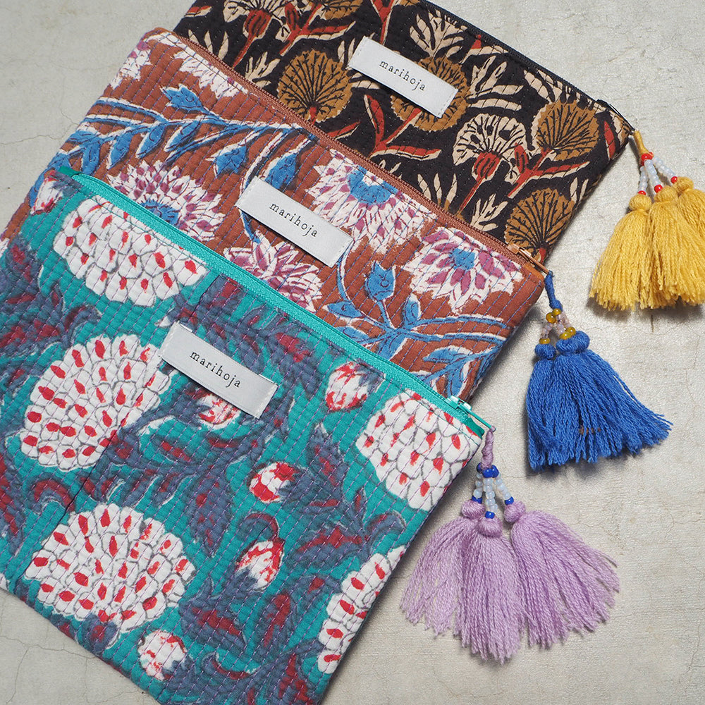 Block Print Kantha Flat Pouch