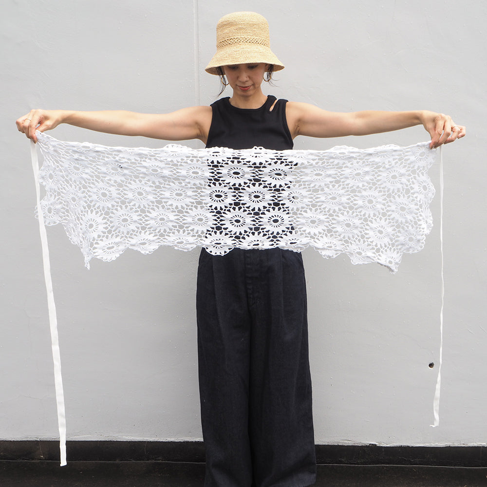 Vintage Lace Wrap Skirt _ white 4