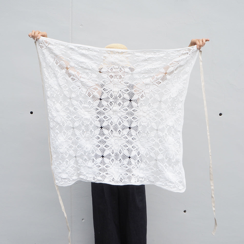 Vintage Lace Wrap Skirt _ white 5
