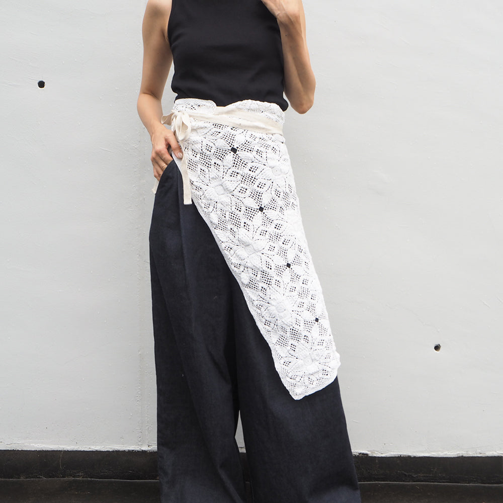 Vintage Lace Wrap Skirt _ white 5