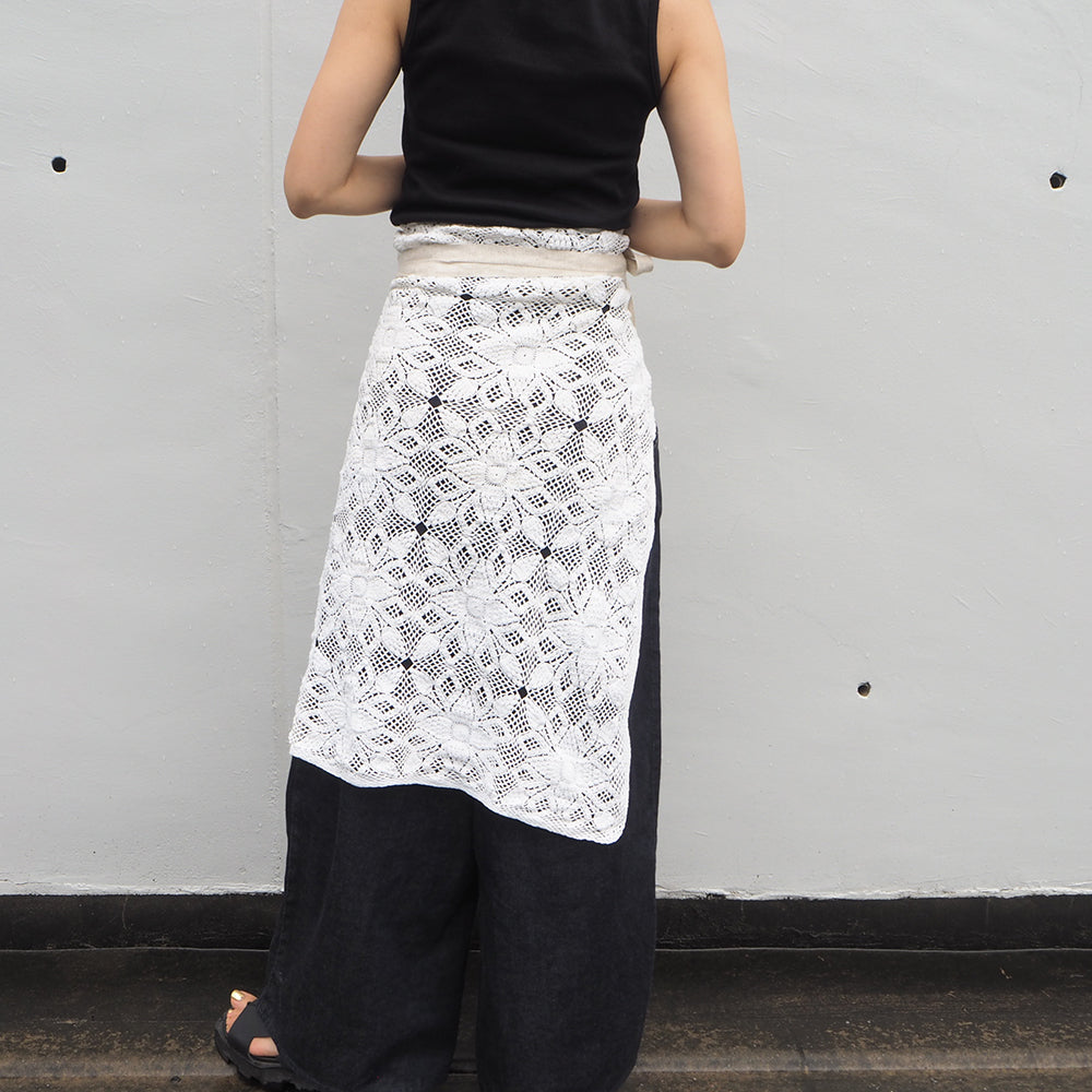 Vintage Lace Wrap Skirt _ white 5