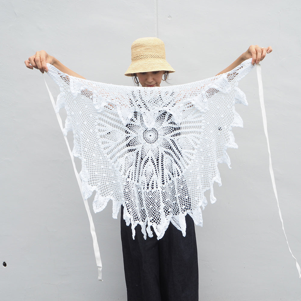 Vintage Lace Wrap Skirt _ white 6