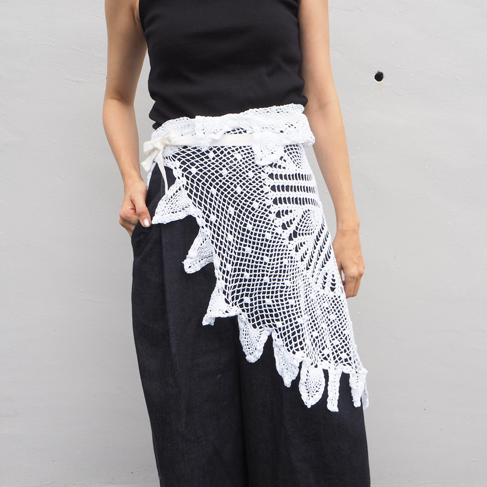 Vintage Lace Wrap Skirt _ white 6