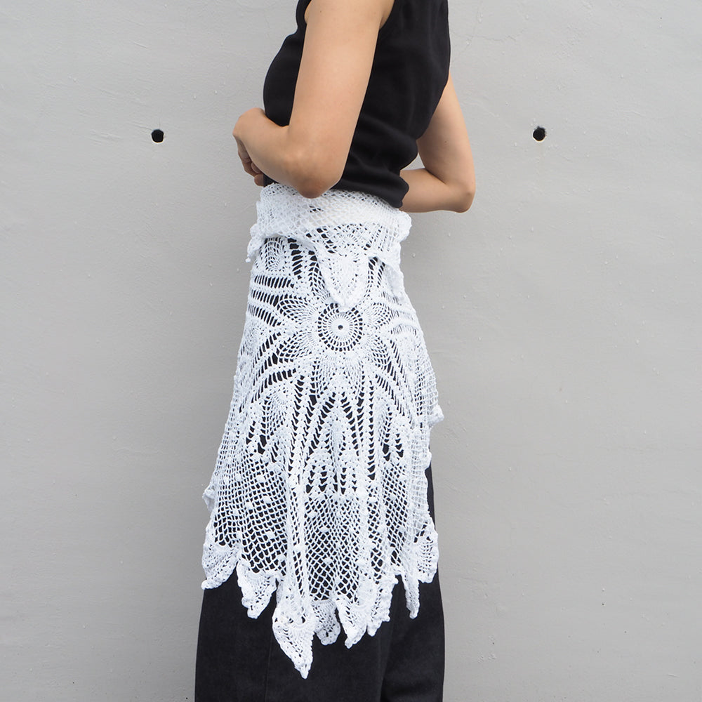 Vintage Lace Wrap Skirt _ white 6