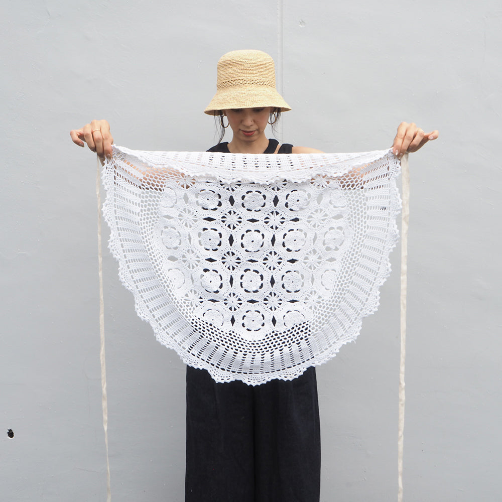 Vintage Lace Wrap Skirt _ white 7
