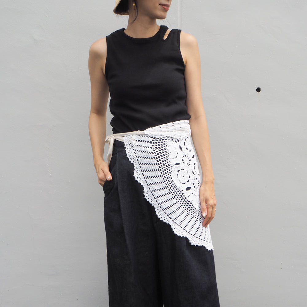 Vintage Lace Wrap Skirt _ white 7