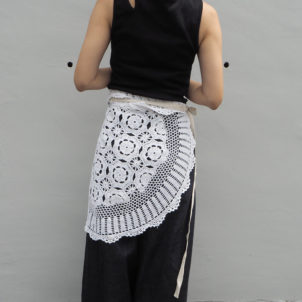 Vintage Lace Wrap Skirt _ white 7