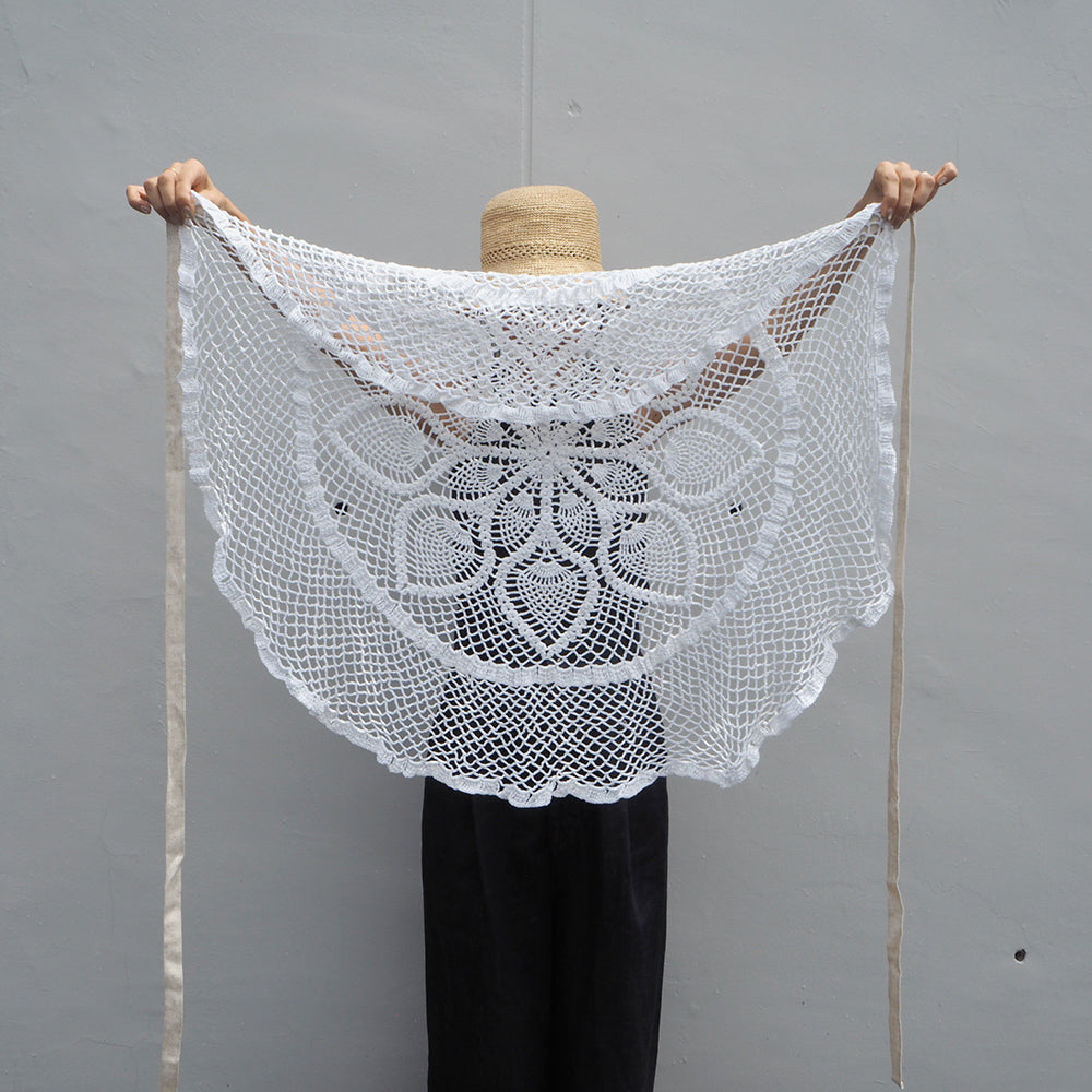 Vintage Lace Wrap Skirt _ white 8