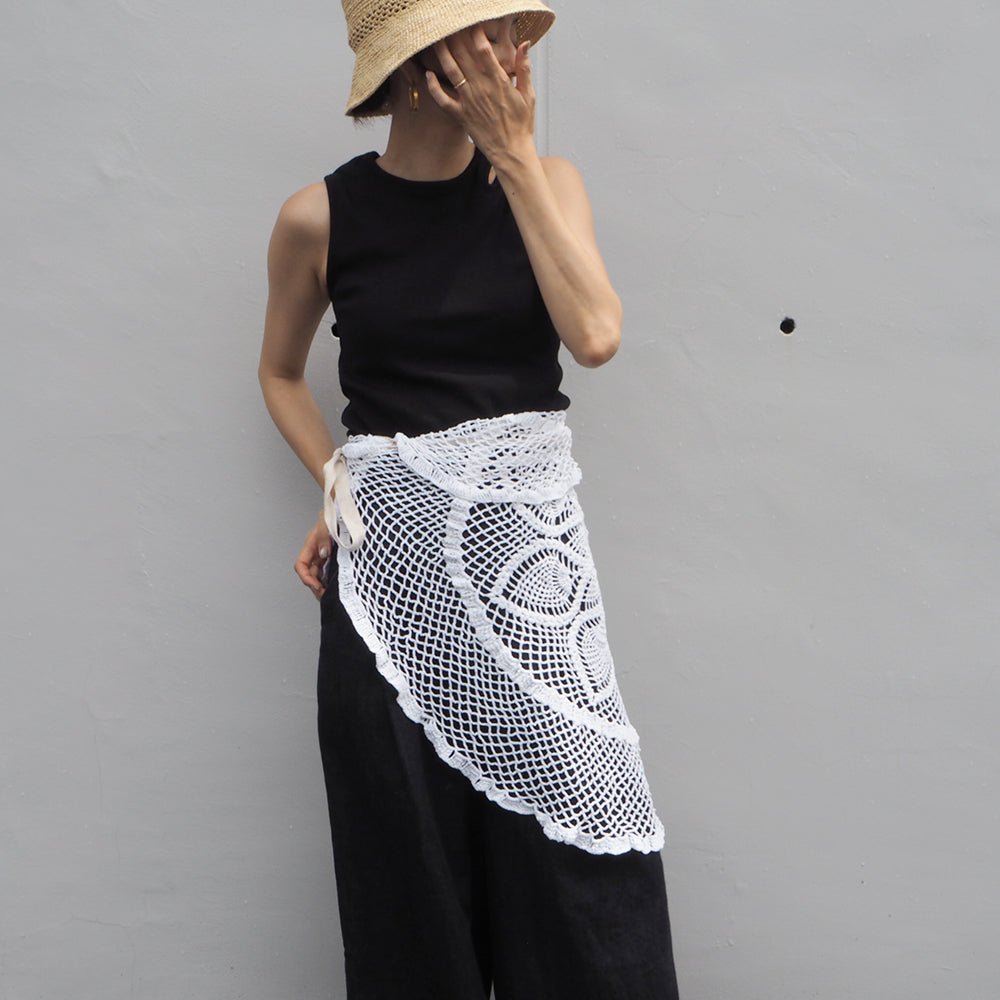 Vintage Lace Wrap Skirt _ white 8