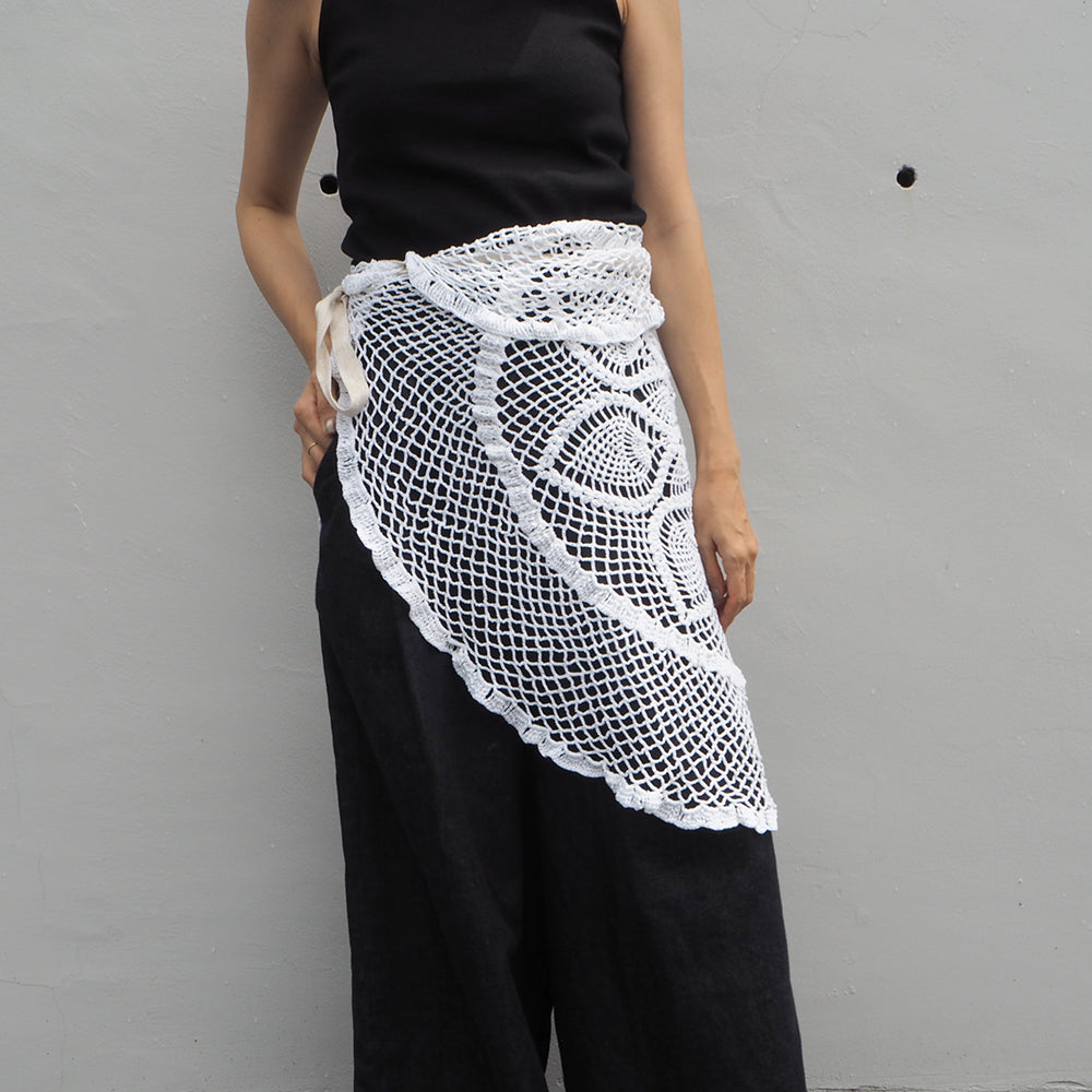 Vintage Lace Wrap Skirt _ white 8