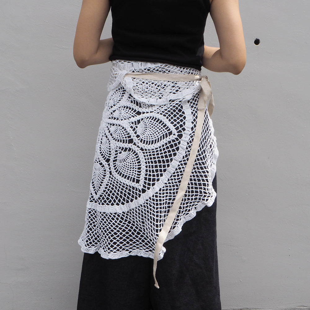 Vintage Lace Wrap Skirt _ white 8