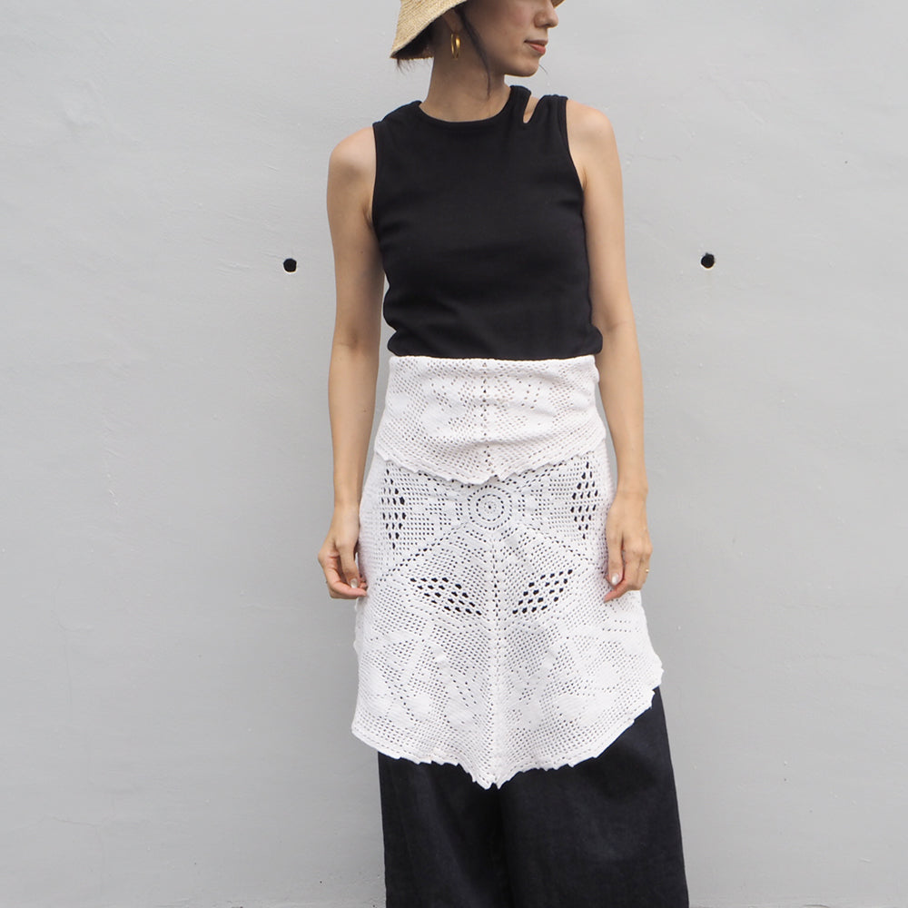 Vintage Lace Wrap Skirt _ white 11