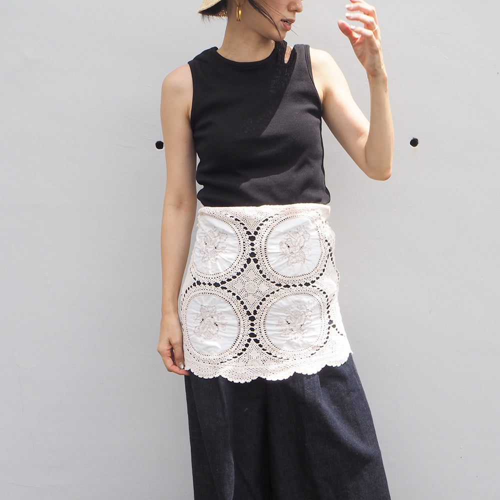 Vintage Lace Wrap Skirt _ white 12