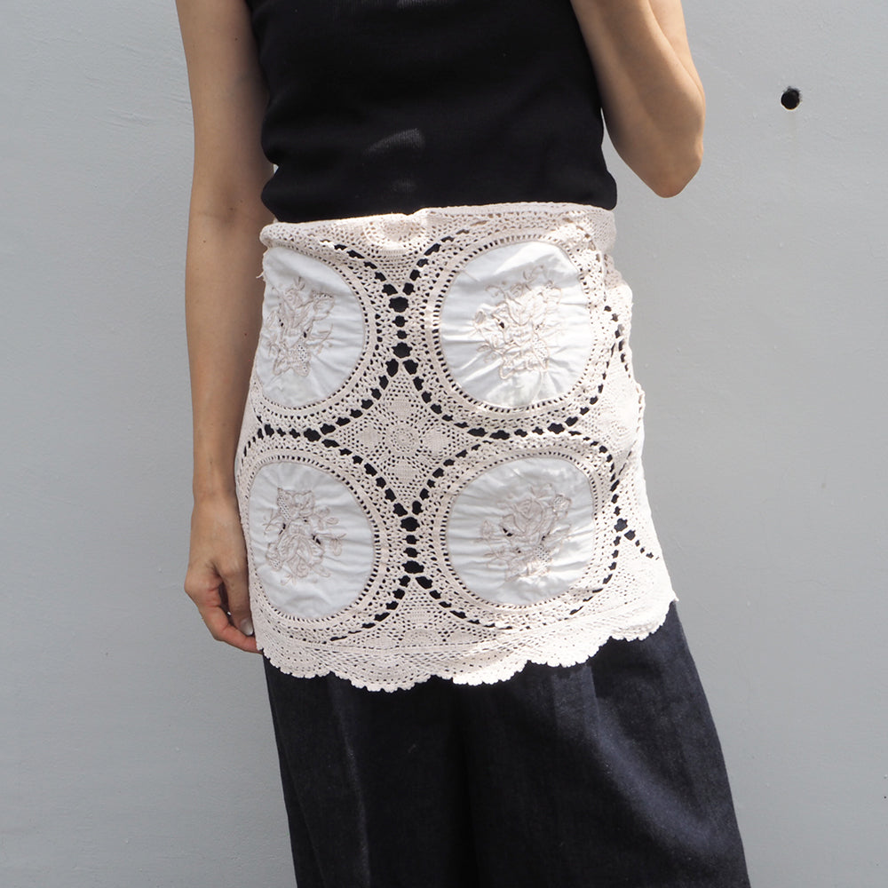 Vintage Lace Wrap Skirt _ white 12