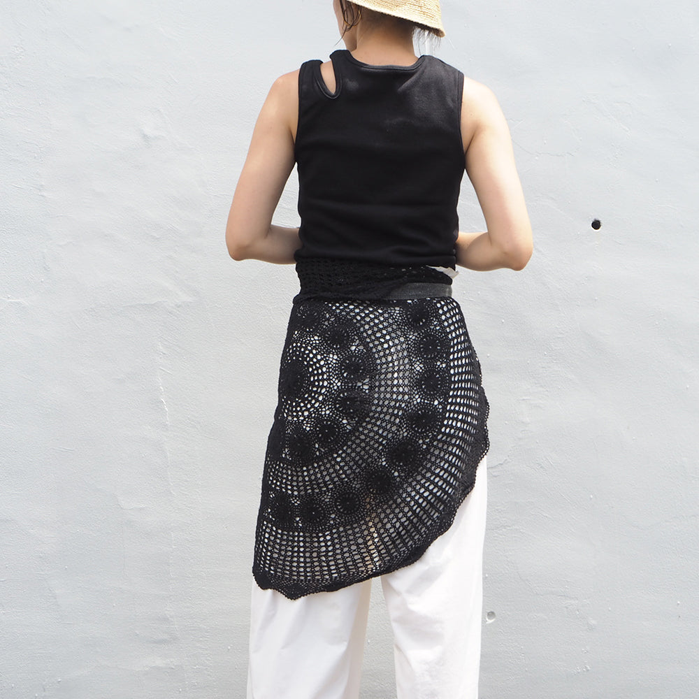 Vintage Lace Wrap Skirt _ Black 2