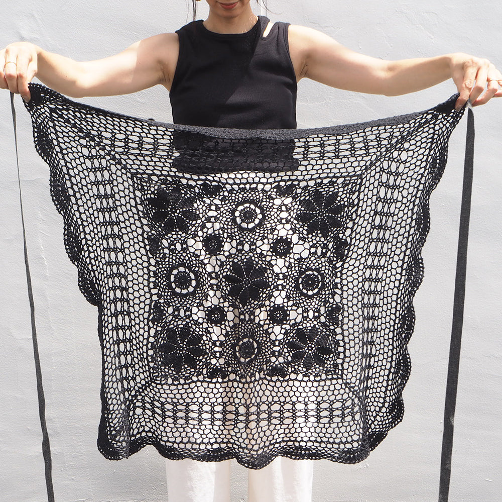 Vintage Lace Wrap Skirt _ Black 4